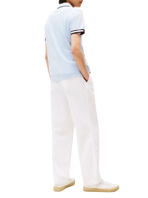 Polo uomo celeste in cotone Tommy Hilfiger | MW0MW38458C1O
